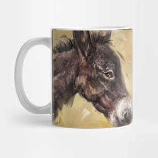 Contemporary Painting of an Adorable Donkey on Mustard Background Mug